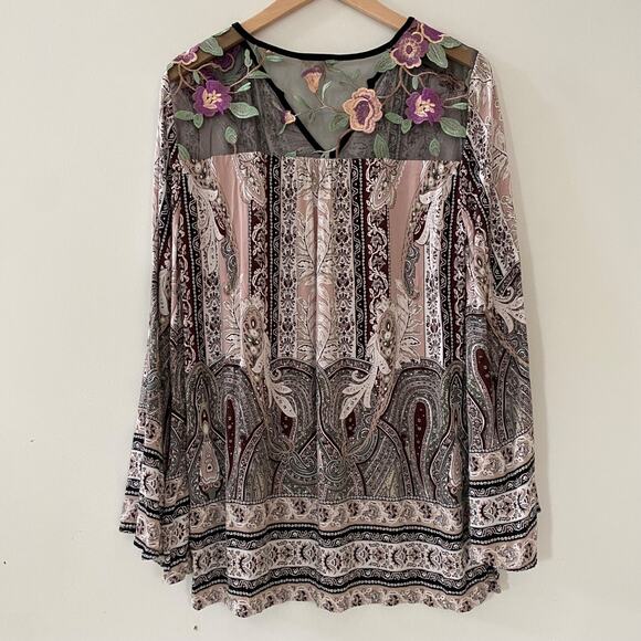 Tribal Jeans Womens Boho Top Size Large Peasant Embroidered Fairy Whimsical20 - Picture 8 of 13
